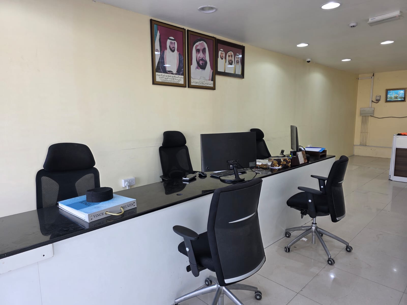 Customer service desks inside Surma Aviation Typing Services, Musaffah